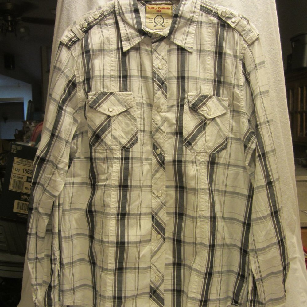 WESTERN STYLE SHIRT, SUPPLY COMPANY USA, GRAY/BLACK/WHITE